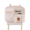 Geanta Multifunctionala de Depozitare pentru Bancheta din Spate a Masinii, Animat, Model Ursuleti, Scris Good Day, Suport Servetele si Telefon, 25x31 cm