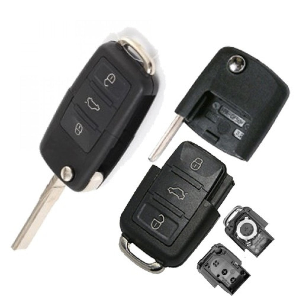 Carcasa Cheie Briceag After Market / Compatibila Cu VW / 3 Butoane / Cu Lamela HU 66