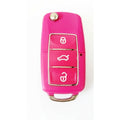 Carcasa cheie briceag after market , compatibil cu VW, 3 butoane, roz fuxia fara lamela