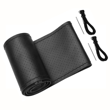 Husa Volan Piele Neagra Naturala Neperforata