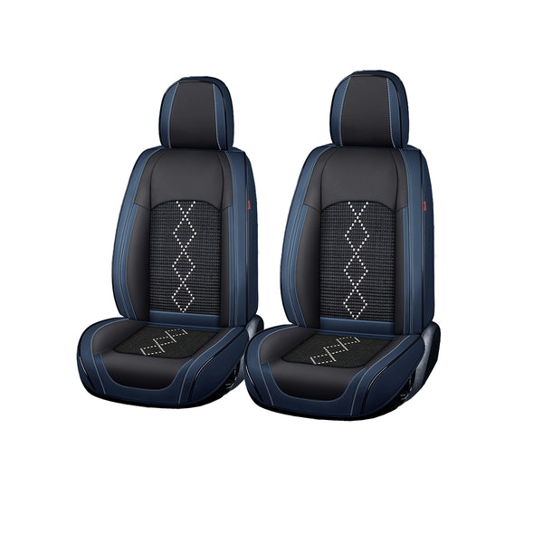 Huse scaune premium 5 locuri Deluxe piele ecologică perforată - negru - albastru închis