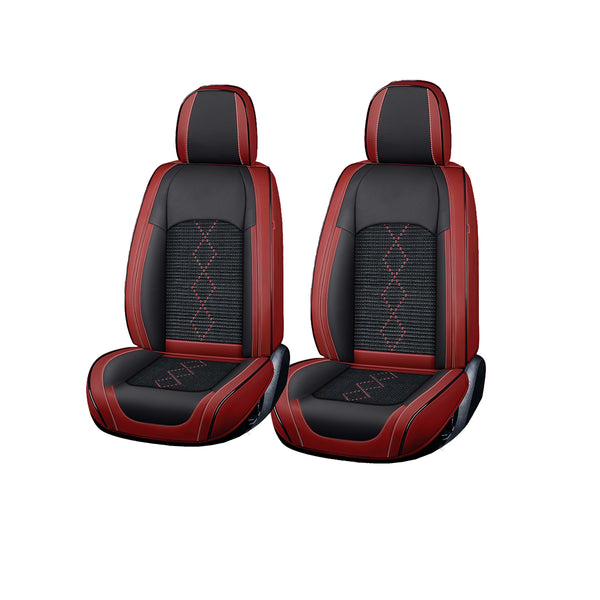 Huse scaune premium 5 locuri Deluxe piele ecologică perforată - roșu închis - negru