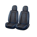 Huse scaune premium 5 locuri Deluxe piele ecologică perforată - albastru inchis - negru