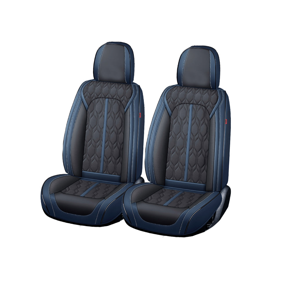Huse scaune premium 5 locuri Deluxe piele ecologică perforată - albastru inchis - negru