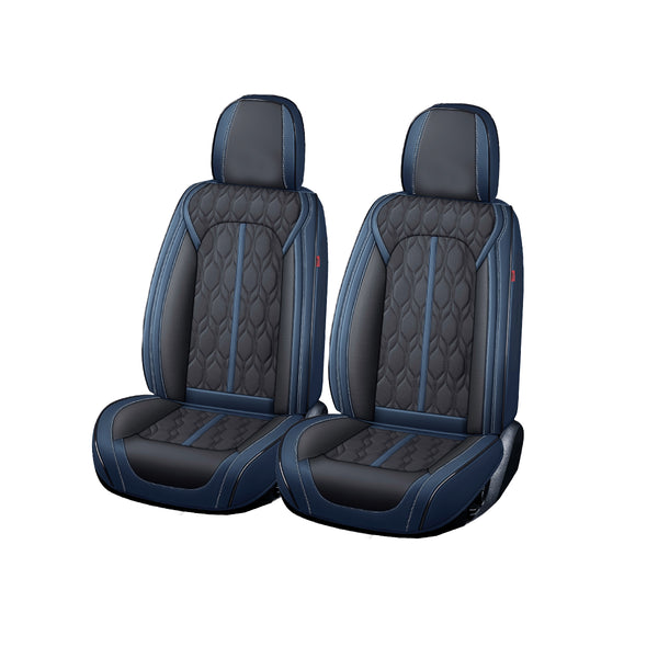 Huse scaune premium 5 locuri Deluxe piele ecologică perforată - albastru inchis - negru