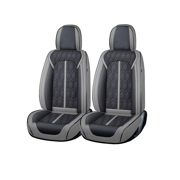 Huse scaune premium 5 locuri Deluxe piele ecologică perforată - gri - negru