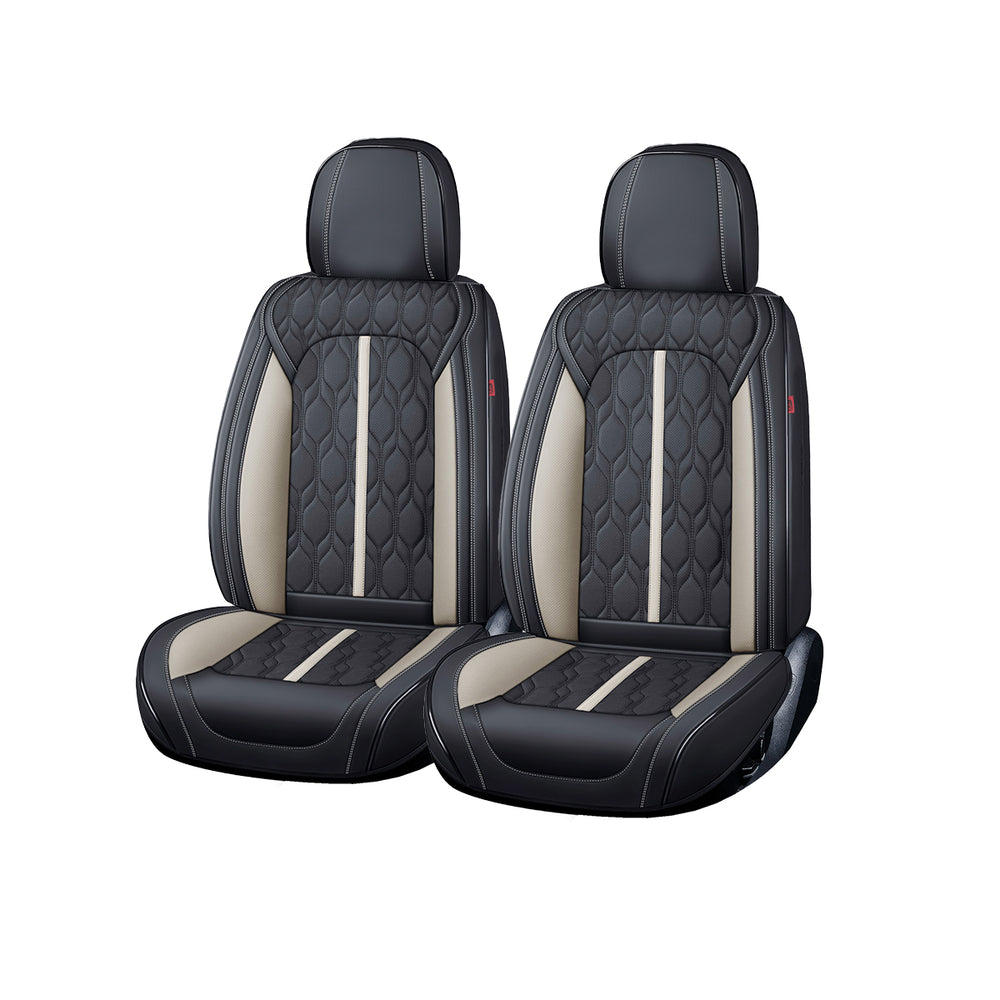 Huse scaune premium 5 locuri Deluxe piele ecologică perforată - negru - alb
