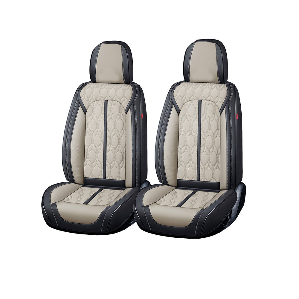 Huse scaune premium 5 locuri Deluxe piele ecologică perforată - negru - crem