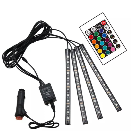 Kit lumini ambientale auto RGB LED interior, cu telecomanda, control din aplicatie - 12V